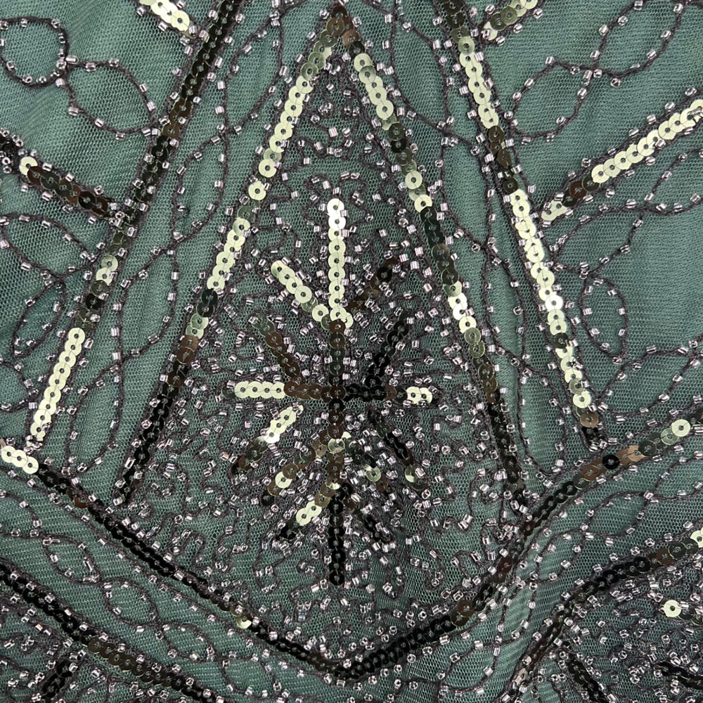 Green Sequin Beaded Flapper Dress XS 1920s Great Gatsby Fringe Costume Halloween - Picture 9 of 13